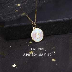 Nueva llegada 18K Acero inoxidable Shell constelaciones collar plateado 12 signos del zodiaco colgante collares oro geométrico YF2598 - Product Image 6