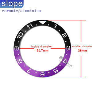 JGEA JGFA 38mm 12 heures en pente céramique/aluminium Lunette Insert Divers Fit SKX007 <span class=keywords><strong>SKX009</strong></span> Remplacement des pièces d'accessoires de montre - Product Image 3