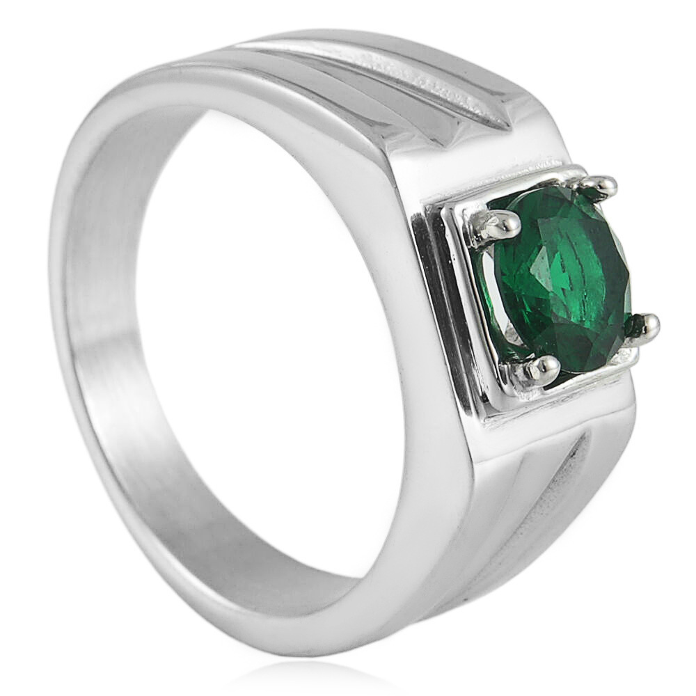 Steel-mounted Emerald