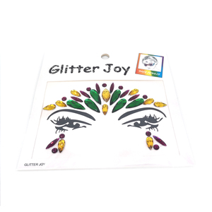 Décorations de fête Mardi Gras 2026 : Autocollants décoratifs en pierres précieuses or, vert et violet, tatouages faciaux pour <span class=keywords><strong>accessoires</strong></span> de festivité - Product Image 4