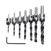 7 pièces perceuse à fraiser à trois pointes forets d'alésage menuiserie chanfreinage Machine Guide forets pour le travail du bois