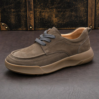 Chaussures décontractées en cuir véritable pour hommes, baskets basses vintage à lacets, semelle épaisse et rembourrée, chaussures de marche pour le quotidien et les affaires