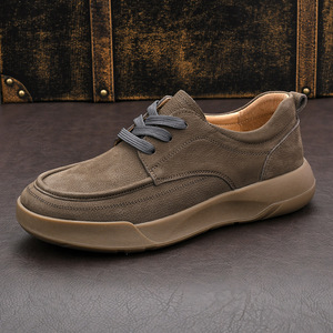 Chaussures décontractées en cuir véritable pour hommes, baskets basses vintage à lacets, semelle épaisse et rembourrée, chaussures de marche pour le quotidien et les affaires - Product Image 6