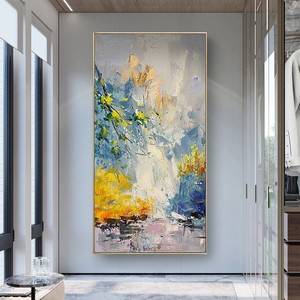 Handmade Abstract Oil Painting Large Vertical <b>Canvas</b> Art For Living Room Sofa Wall Decor Impressionism Style With Black <b>Frame</b> - Product Image 3