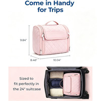 Grande trousse de toilette suspendue de couleur unie, grande capacité, sac de maquillage de voyage pour femmes avec poignée, pochette de rangement