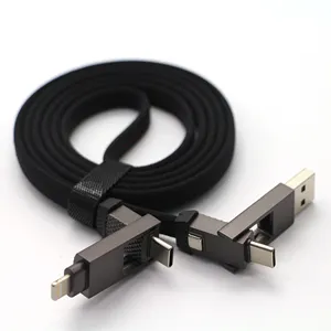 Đẹp Chức Năng 4 Trong 1 Cáp USB A + Loại C Để L + Loại C Cáp Dữ Liệu PD Nhanh Chóng Sạc Cáp Có Thể Được Người Giữ Điện Thoại