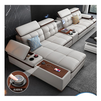 Canapé d'angle en cuir véritable Beige, ensemble de salon à Design Simple, nouveauté