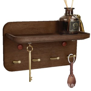 Wooden Wall Mounted Key Hook <b>Rack</b> With <b>Shelf</b> For Entryway Organization - Product Image 5