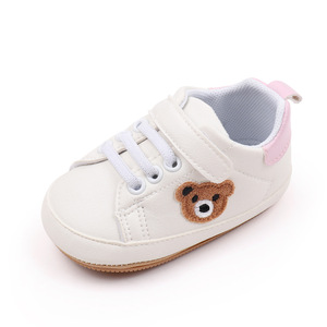 Chaussures Blanches pour Bébé 0-6-12 <span class=keywords><strong>Mois</strong></span> avec Fermeture à Glissière Design Ours Printemps Automne Loisirs Semelle en Caoutchouc Nouveau Style Loisirs - Product Image 6