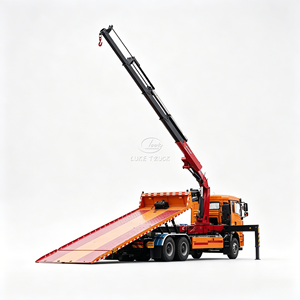 Camión grúa de plataforma plana Shacman con grúa articulada de 12T montada en la parte trasera para carga y rescate de doble propósito - Product Image 1