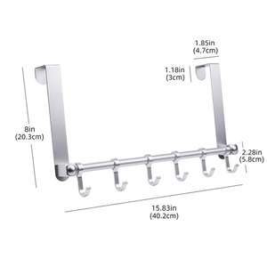 Alluminio sopra la porta ganci 6 ganci gancio in metallo <span class=keywords><strong>per</strong></span> abbigliamento prezzo a buon mercato <span class=keywords><strong>per</strong></span> bagno cucina camera da letto - Product Image 3