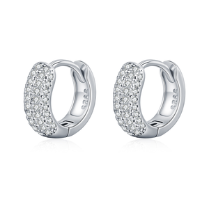 Luxury Circle Ear Buckle S925 Sterling Silver Sparkling VVS1 Clarity Moissanite Hoop <b>Earrings</b> for Women <b>Fine</b> Jewelry wholesale - Product Image 1