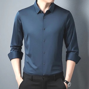 OEM /ODM Camisas-<span class=keywords><strong>juveniles</strong></span>-para-hombr Camisa de vestir de color puro sin arrugas para hombre Camisa de vestir para hombre 2024 Estilo de oficina elegante para hombre - Product Image 6