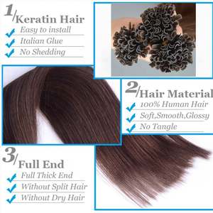 Extensiones De cabello humano prelooped, mechones rectos De ganchillo, 2 extensores, Pelo dorado De Pelo Remy indio, extensión De cabello con punta en U - Product Image 5