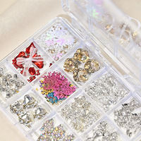 Accessoires de bijoux en acier inoxydable, ensemble de décoration pour ongles, breloques mixtes en forme de cœur, fleur, nœud rose, accessoires de nail art