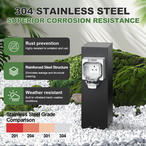 <span class=keywords><strong>Prise</strong></span> <span class=keywords><strong>de</strong></span> <span class=keywords><strong>courant</strong></span> extérieure en acier inoxydable 20A, durable, avec indice <span class=keywords><strong>de</strong></span> protection IP66, pour <span class=keywords><strong>jardin</strong></span> et villa - Product Image 5