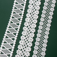 Dentelle brodée de 8 cm de largeur, 1 pièce, broderie de haute qualité, blanc, Guipure, Soluble dans l'eau, lait, coton Polyester, garniture