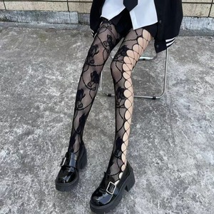 Sexy Hollowed Out Fishnet Stockings Black Rose Pattern Sheer Nylon Women's Pantyhose Youth Style Regular Casual Socks - Product Image 2