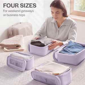 Fashionable Double Zipper Portable Compression Packing Cubes Foldable Polyester Travel Luggage Organizer Bags With <b>Suitcases</b> - Product Image 3