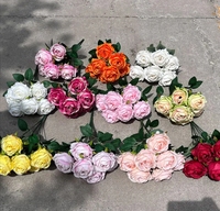 Groothandel 7-Head Kunstzijde Bruiloft Decoratieve Rozen Grote Maat 50Cm Bloemendesign Boeket Voor Kerst En Nieuwjaar