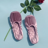Chaussons pliables en soie pour mariée, 19 Momme, en soie de mûrier, portables pour la maison et le voyage, style ballerine à enfiler