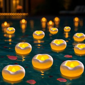 Bougies LED flottantes sans flamme à piles, effet vacillant, étanches, prêtes à être expédiées, pour <span class=keywords><strong>vases</strong></span> cylindriques, mariages et piscines - Product Image 6