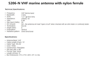เสาอากาศวิทยุ VHF ทางทะเล 2.4 เมตร 156-163MHz กำลังขยาย 6dB รุ่น 5206-N - Product Image 3