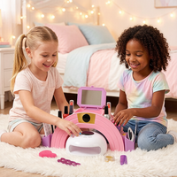Ensemble de jeu de manucure pour enfants avec sèche-ongles, lime à ongles, miroir et vernis à ongles, table de beauté, cadeau pour filles
