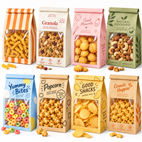 Sac en papier kraft ECO Factory OEM/ODM avec fenêtre transparente, qualité alimentaire, pour emballage de pop-corn et de snacks, logo personnalisé