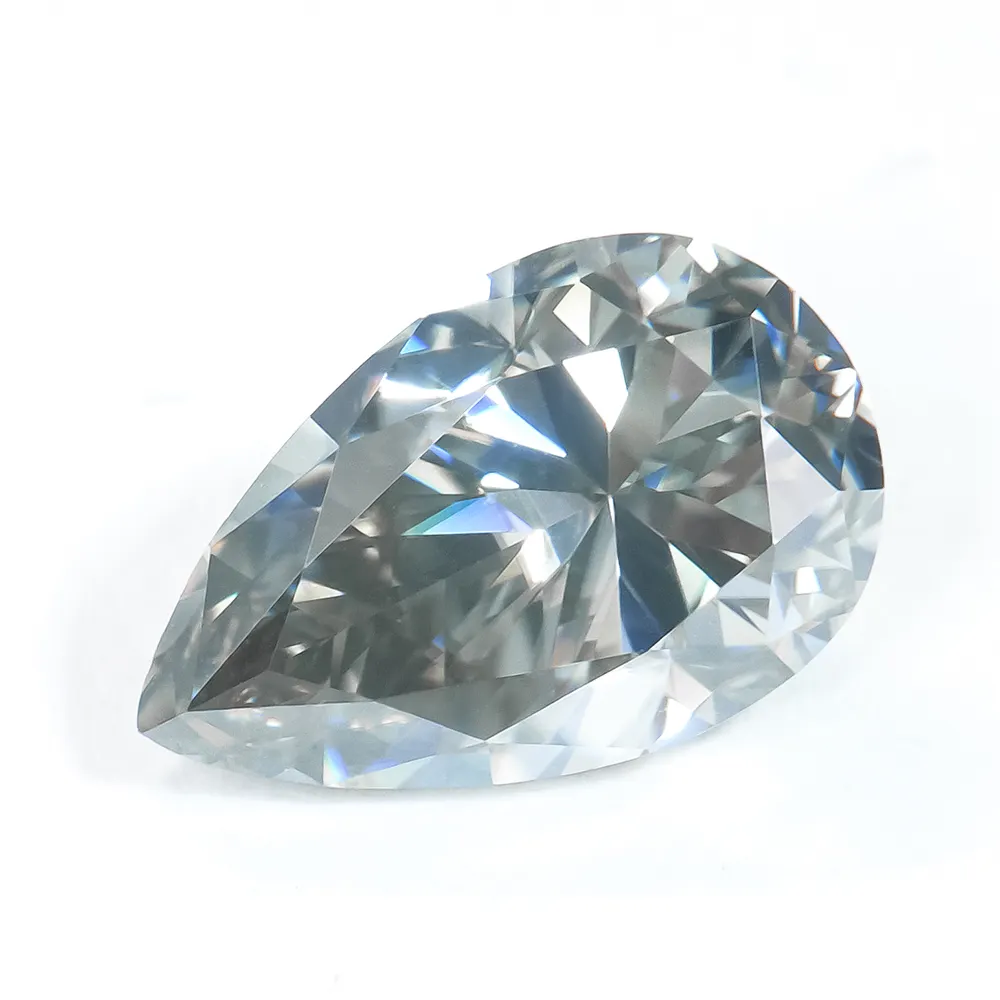Anel de diamante para anel de moissanite, diamante de venda direta VVS1 brilhante, 0.3-8 ct, cor cinza claro e cinza escuro, formato de pêra