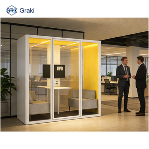 Graki SL Modell Moderne Aluminium-Legierung Modulare Besprechungskabine Sofa-Bett Stauraum 2-Personen-Konferenzraum Lärmreduzierung Exzellent - Product Image 5