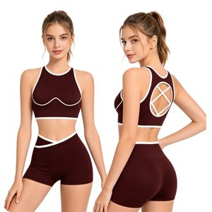 Girls Youth Cheerleading Practice Wear Blue Yellow Sports Bra & Skirt Set Spandex/Polyester Kits