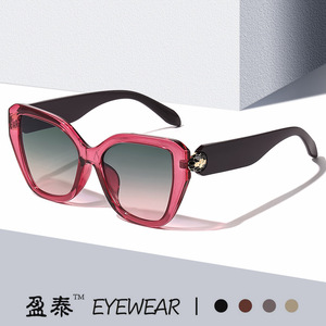 Yingtai Eyewear Cat Eye Sunglasses <b>Pink</b> PC <b>Frame</b> UV400 Women's Sun Protection - Product Image 1