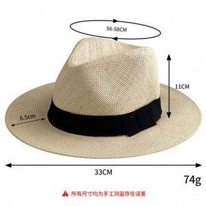Chapeau Panama Classique Ajustable en Paille – Style Tendance Fait Main avec Impression Sérigraphiée, Protection Solaire, Chapeau de Plage pour Femme - Product Image 6