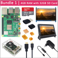 Raspberry Pi 4 Modelo B 2 4 8 GB RAM + Pantalla Táctil de 7 Pulgadas + Soporte + Tarjeta SD de 64 32 GB + Ventilador + Fuente de Alimentación + Cable para RPi 4 B
