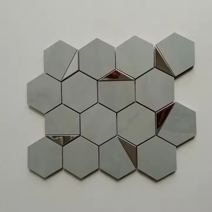 กระเบื้องโมเสคเซรามิก PVD หกเหลี่ยมสีเงิน73มม. เคลือบเงาสำหรับห้องน้ำห้องนั่งเล่นตกแต่งผนังสำหรับวิลล่า - Product Image 1