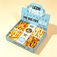 Boîte d'emballage jetable pour frites et hamburgers, avec compartiment pour sauce, idéale pour la vente à emporter