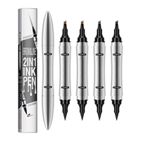 Stylo liquide double embout 2-en-1 pour sourcils et yeux, pointe à quatre brins, maquillage waterproof longue tenue, 4 couleurs
