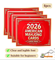 Jeu de cartes de règles de Mahjong américain révisées 2026, 4 pièces, en PVC, grand format, avec tutoriel pour débutants, idéal pour cadeau ou accessoires de fête