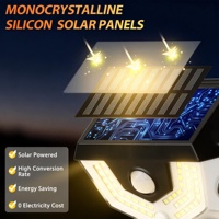 Projecteur mural solaire LED étanche IP65, nouveau modèle, 3 modes, éclairage de sécurité extérieur pour jardin, détecteur de mouvement, applique murale