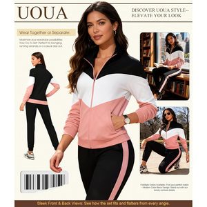 Women's 2 Piece Tracksuit Long Sleeve Zip Jacket Jogger <b>Pants</b> Casual Workout Outfit Breathable Spring Wear - Product Image 2