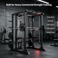 Machine Smith Basique et Demi-Rack Combinés – Cage de Puissance Commerciale Multifonctionnelle Compacte en Acier