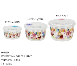 Plastic Food <b>Containers</b> 300Ml 600Ml 1L Airtight Lids Round <b>Kitchen</b> <b>Storage</b> Set Cartoon Design - Product Image 3