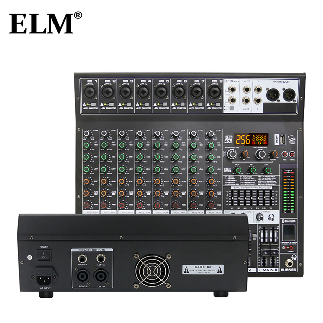 MVP-8D 8-Channel Powered Audio Mixer 250W2 Amp AC220-240V Bluetooth USB 7 Band EQ 256DSP 48V Phantom Power Live Karaoke Stage
