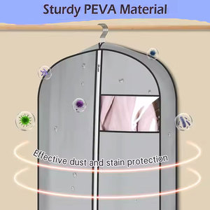 Ensemble de housses de rangement suspendues pour vêtements en non-tissé avec fenêtre en PVC, soufflet de 4 pouces, capacité de 4 à 6 costumes et robes, épaules cintrées, pour rangement dans placard - Product Image 5