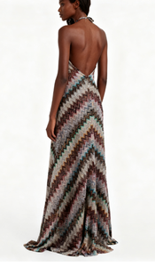 Vestidos de Verano con Estampado de Rayas Diagonales y Cuello Halter sin Mangas para Mujer, Nueva Colección - Product Image 5