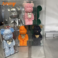 AM-PFE08 Ammy Valentines Cadeau Préservé Rose Violent Ours marée Jouer amour Or Doux Cool Multicolore Miroir Acrylique Ornements