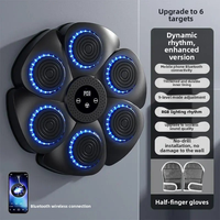 Cible de boxe en gros à 6 pads, 9 modes d'éclairage RGB, rembourrage épais, montage sans perçage, musique sans fil, gants inclus