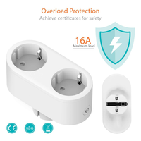 Tuya Smart WIFI Dual EU Plug 16A Power Meter Plug avec Alexa google Home Voice Control Remote Control 2 en 1 Smart Socket