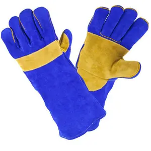 Reinforced Thumb Palm Heat Puncture Resistant Pet Training BBQ Kitchen Stove Thick Leather Welding Gloves